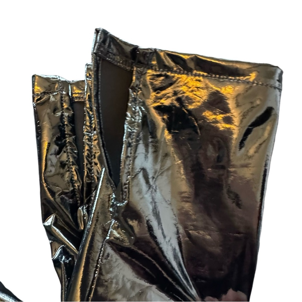 RV LEOA Wet Look Faux Leather High-Waist Woman’s M Black Skinny Pants - Picture 6 of 12